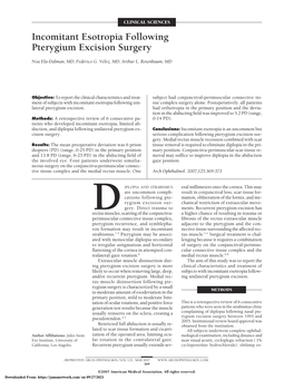 Incomitant Esotropia Following Pterygium Excision Surgery