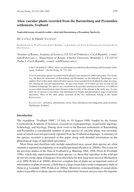 Alien Vascular Plants Recorded from the Barentsburg and Pyramiden Settlements, Svalbard