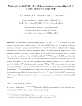 Alpha-Decay Half-Life of Hafnium Isotopes Reinvestigated by a Semi-Empirical Approach∗