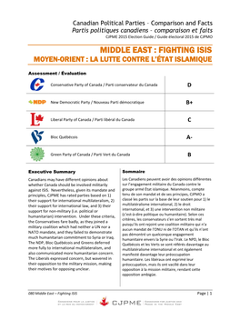 Canadian Political Parties – Comparison and Facts Partis Politiques Canadiens – Comparaison Et Faits CJPME 2015 Election Guide / Guide Électoral 2015 De CJPMO