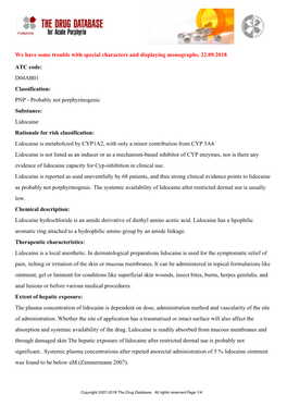 We Have Some Trouble with Special Characters and Displaying Monographs. 22.09.2018 ATC Code: D04AB01 Classification