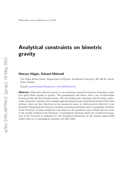 Analytical Constraints on Bimetric Gravity