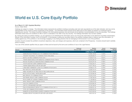 World Ex U.S. Core Equity Portfolio