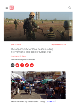 The Opportunity for Local Peacebuilding Interventions: the Case of Kirkuk, Iraq