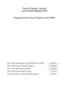 Fayston Hazard Mitigation Plan