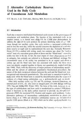 2 Alternative Carbohydrate Reserves Used in the Daily Cycle of Crassulacean Acid Metabolism