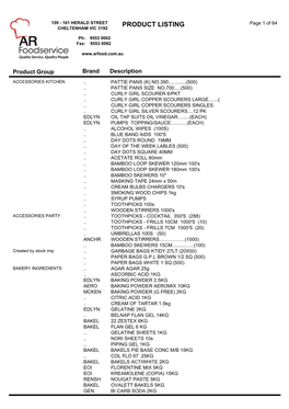 PRODUCT LISTING Page 1 of 64 CHELTENHAM VIC 3192