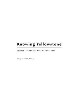 Knowing Yellowstone