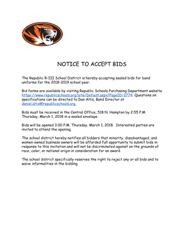 Notice to Accept Bids