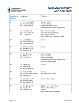 Legislative District and Colleges