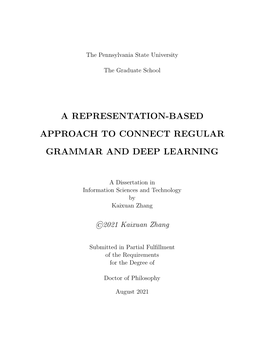 A Representation-Based Approach to Connect Regular Grammar and Deep Learning