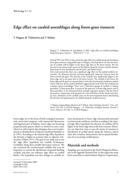 Edge Effect on Carabid Assemblages Along Forest-Grass Transects