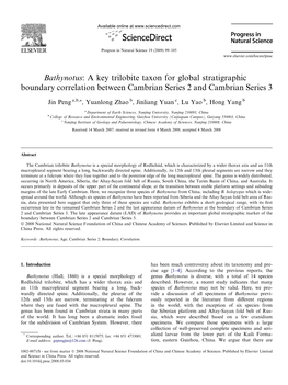 Bathynotus: a Key Trilobite Taxon for Global Stratigraphic Boundary Correlation Between Cambrian Series 2 and Cambrian Series 3