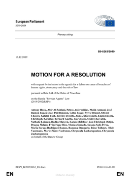 En En Motion for a Resolution