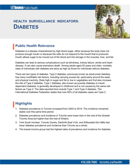 Health Surveillance Indicators: Diabetes