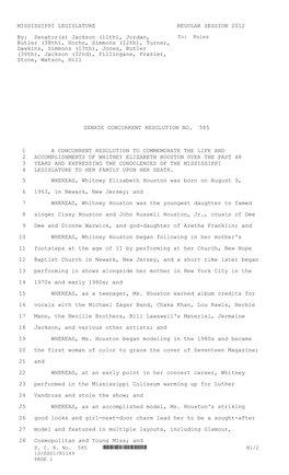 MISSISSIPPI LEGISLATURE REGULAR SESSION 2012 By