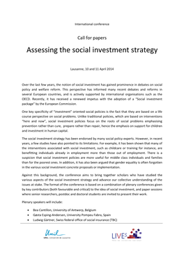 Assessing the Social Investment Strategy