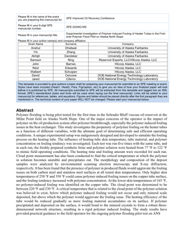 Experimental Investigation of Polymer Induced Fouling of Heater Tubes in the First- Please Fill in Your Manuscript Title