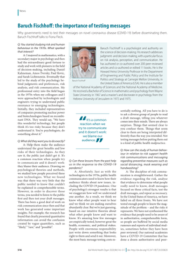 Baruch Fischhoff: the Importance of Testing Messages Why Governments Need to Test Their Messages on Novel Coronavirus Disease (COVID-19) Before Disseminating Them