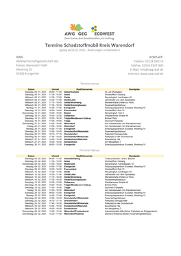 Termine Schadstoffmobil 2021