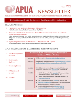 Newsletter Published Continuously Since 1983 by the Alliance for the Prudent Use of Antibiotics