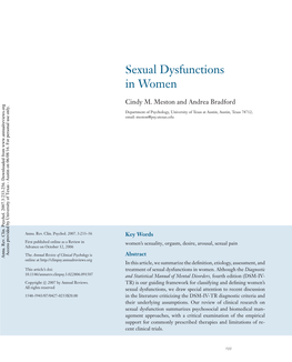 Sexual Dysfunctions in Women