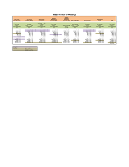 2021 Schedule of Meetings