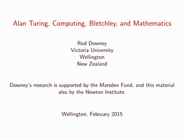 Alan Turing, Computing, Bletchley, and Mathematics, Wellington Public