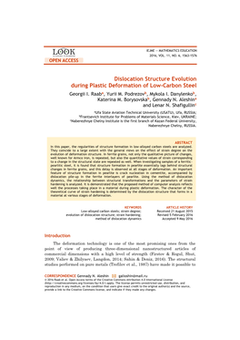 Dislocation Structure Evolution During Plastic Deformation of Low-Carbon Steel