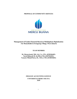 Management of Family Financial Based on Mobilephone Digitalization - for Households in Srengseng Village, West Jakarta