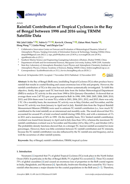 Rainfall Contribution of Tropical Cyclones in the Bay of Bengal Between 1998 and 2016 Using TRMM Satellite Data