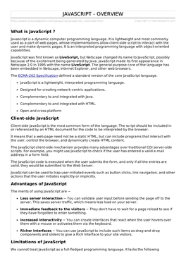 Javascript Overview