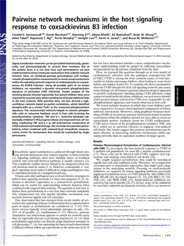 Pairwise Network Mechanisms in the Host Signaling Response to Coxsackievirus B3 Infection