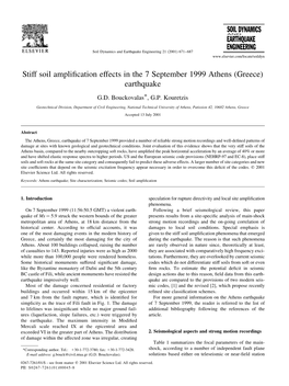 Stiff Soil Amplification Effects in the 7 September 1999 Athens (Greece)