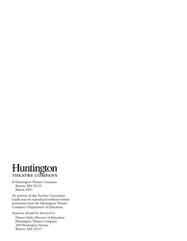 Huntington Theatre Company Boston, MA 02115 March 2003 No Portion