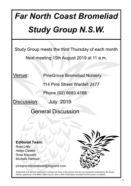 Far North Coast Bromeliad Study Group N.S.W