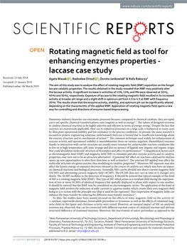 Rotating Magnetic Field As Tool for Enhancing Enzymes Properties