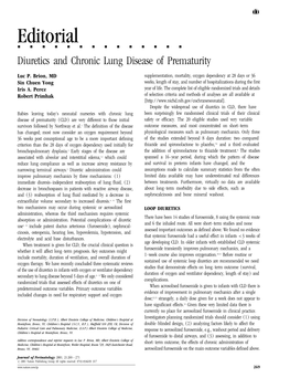Diuretics and Chronic Lung Disease of Prematurity