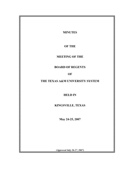 MINUTES of the MEETING of the BOARD of REGENTS May 24-25, 2007
