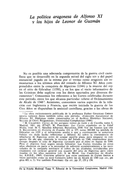 La Política Aragonesa De Alfonso XI Y Los Hi¡Os De Leonor De Guzmán