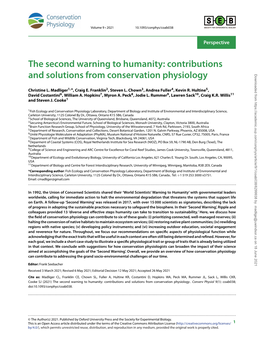 Contributions and Solutions from Conservation Physiology