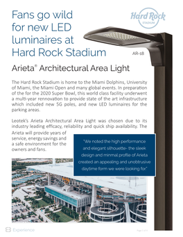 Fans Go Wild for New LED Luminaires at Hard Rock Stadium AR-18 Arieta® Architectural Area Light