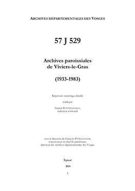 ARCHIVES DÉPARTEMENTALES DES VOSGES 57 J 529 Archives