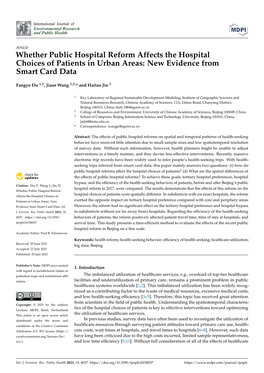 Whether Public Hospital Reform Affects the Hospital Choices of Patients in Urban Areas: New Evidence from Smart Card Data