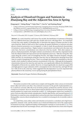 Analysis of Dissolved Oxygen and Nutrients in Zhanjiang Bay and the Adjacent Sea Area in Spring