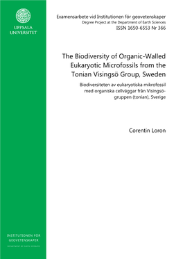 The Biodiversity of Organic-Walled Eukaryotic Microfossils from the Tonian Visingsö Group, Sweden