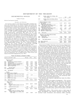 DEPARTMENT of the TREASURY DEPARTMENTAL OFFICES 68.00 Spending Authority from Offsetting Collec- Tions—Nonfederal