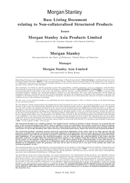 Base Listing Document Relating to Non-Collateralised Structured Products