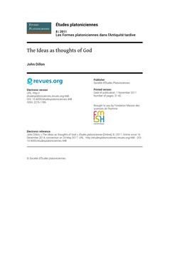 The Ideas As Thoughts of God