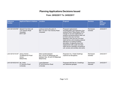 Planning Applications Decisions Issued